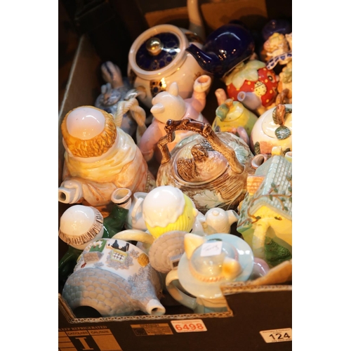 124 - Box of mixed ceramics including novelty teapots and Christopher Wrenn. This lot is not available for... 