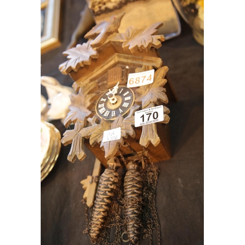 170 - German cuckoo clock with weights and pendulum. P&P Group 2 (£18+VAT for the first lot and £2+VAT for... 