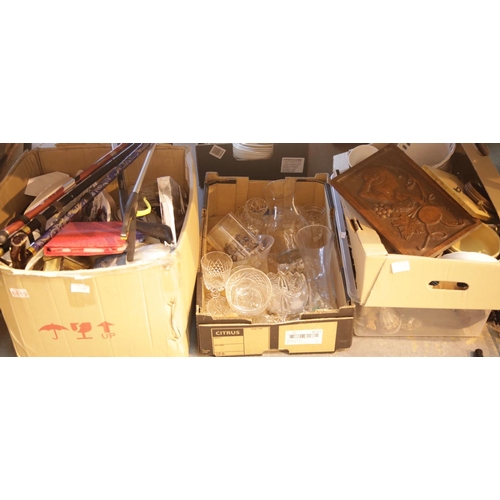 225A - Four boxes of mixed sundry ceramics, glassware etc. This lot is not available for in-house P&P.