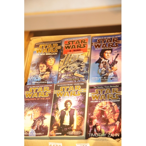 146 - Box of approximately 60 Star Wars related paperback books. This lot is not available for in-house P&... 