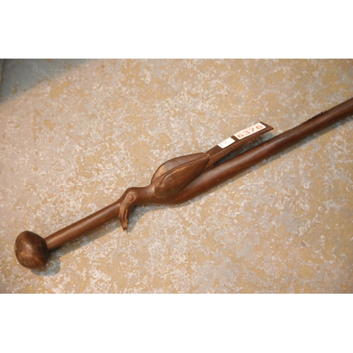 160 - Ethnic carved wood walking stick with bird. P&P Group 2 (£18+VAT for the first lot and £2+VAT for su... 