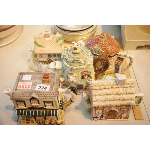 224 - Five Leonardo decorative teapots. This lot is not available for in-house P&P.