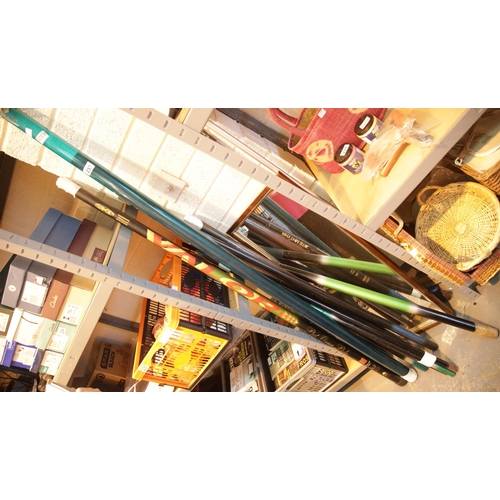 233 - Mixed fishing poles, some in poor condition Not available for in-house P&P