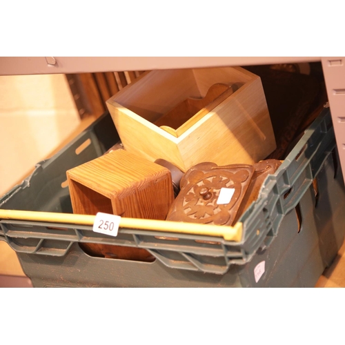 250 - Box of carved and inlaid trays, statues etc. This lot is not available for in-house P&P.