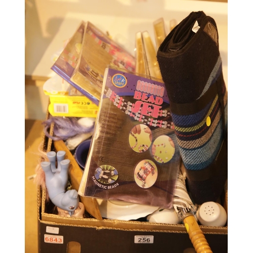 256 - Box of mixed ceramics, glassware etc. This lot is not available for in-house P&P.