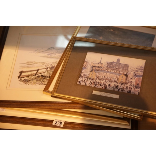 278 - Collection of Great Orme prints and other subjects with wall mirrors. This lot is not available for ... 