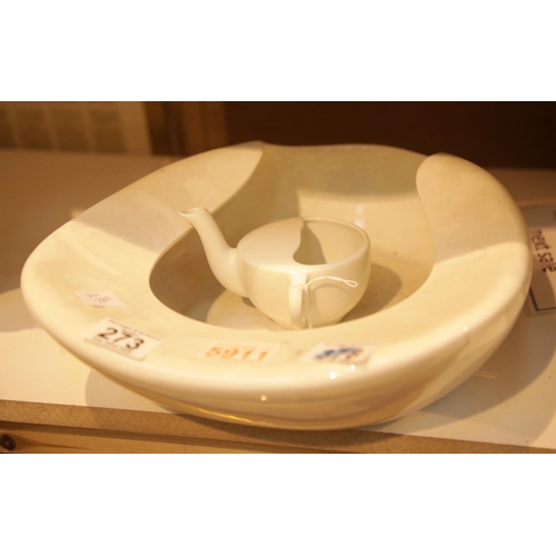 273 - Vintage ceramic bedpan and ceramic invalid cup. This lot is not available for in-house P&P.