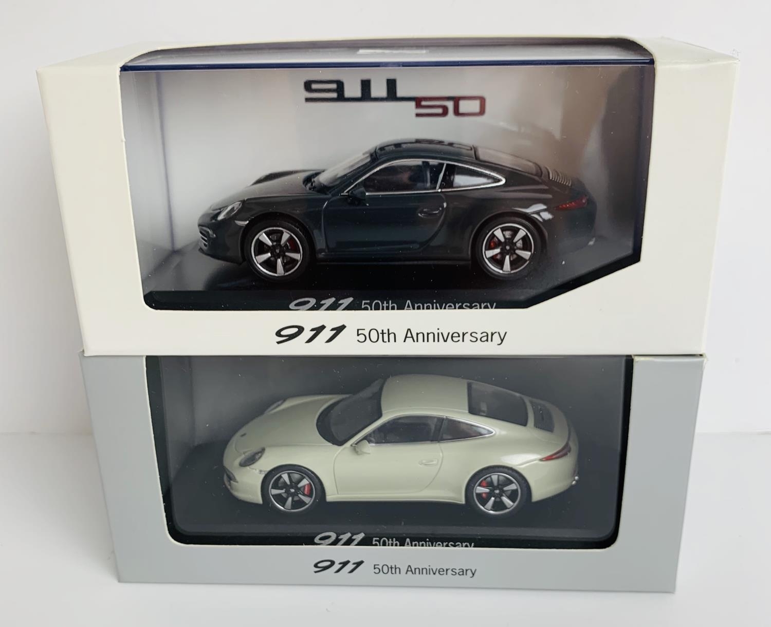 2x Minichamps 1:43 Scale 'Dealer Issue' Porsche 911 50th 
