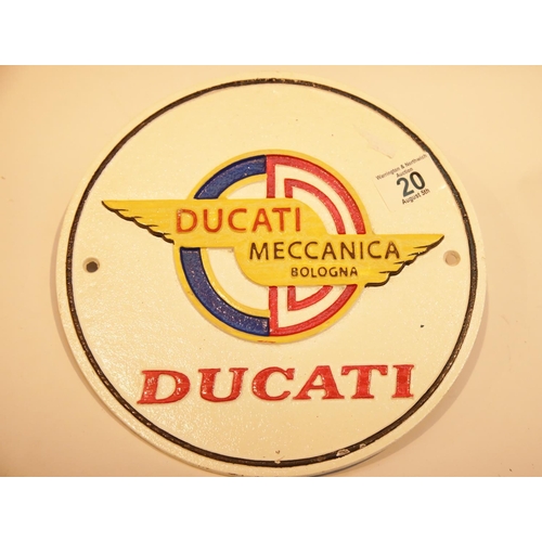 20 - Cast iron Ducati Meccanica sign, D: 24 cm. P&P Group 2 (£18+VAT for the first lot and £2+VAT for sub... 