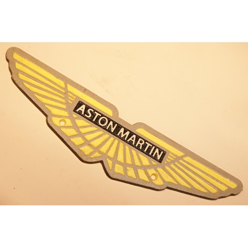 53 - Cast iron Aston Martin wings sign, 33 x 8 cm. P&P Group 2 (£18+VAT for the first lot and £2+VAT for ... 