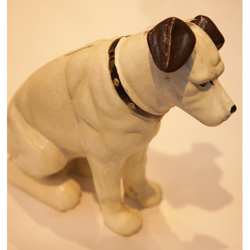 59 - Cast iron Nipper Terrier money box figurine, H: 26 cm. P&P Group 3 (£25+VAT for the first lot and £5... 