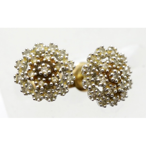 1127 - Pair of 9ct gold diamond set earrings, 1.9g. P&P Group 1 (£14+VAT for the first lot and £1+VAT for s... 