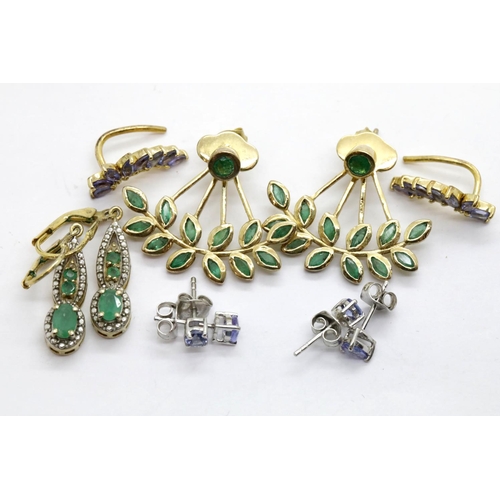 1147 - Five pairs of modern stone set silver earrings. P&P Group 1 (£14+VAT for the first lot and £1+VAT fo... 
