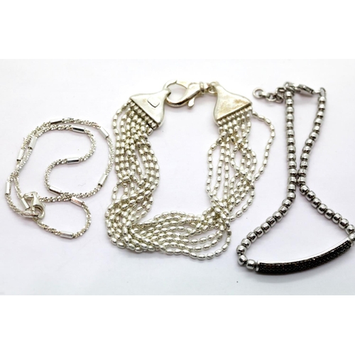 1136 - Stone set silver bracelet and two further silver bracelets, 30.0g. P&P Group 1 (£14+VAT for the firs... 
