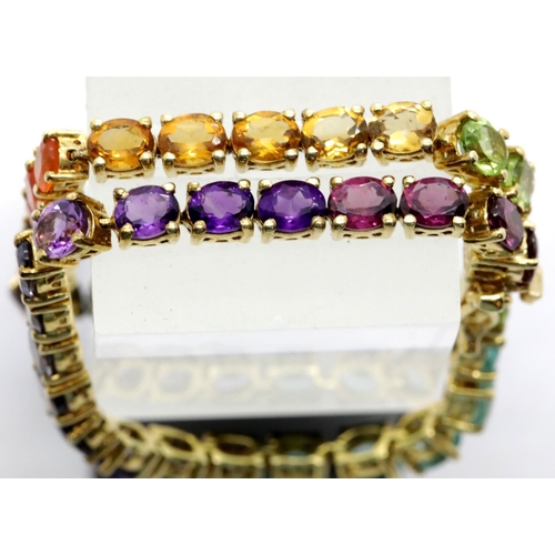 1143 - Gold washed silver multi stone set bracelet, L: 21 cm. P&P Group 1 (£14+VAT for the first lot and £1... 