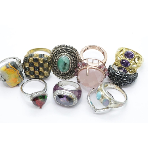 1160 - Ten modern silver stone set rings. P&P Group 1 (£14+VAT for the first lot and £1+VAT for subsequent ... 