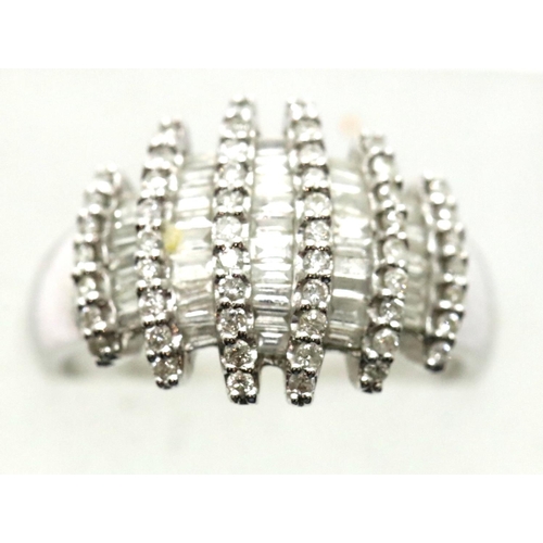 1166 - 14ct white gold diamond set cocktail ring, size P, 5.7g. P&P Group 1 (£14+VAT for the first lot and ... 