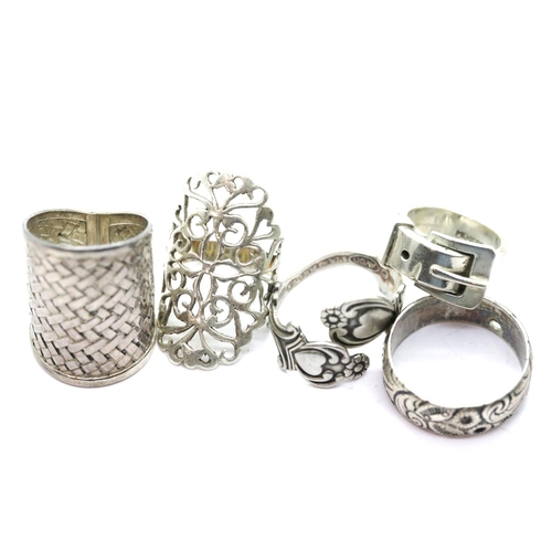 1171 - Five silver rings, mainly stone set, varying sizes. P&P Group 1 (£14+VAT for the first lot and £1+VA... 