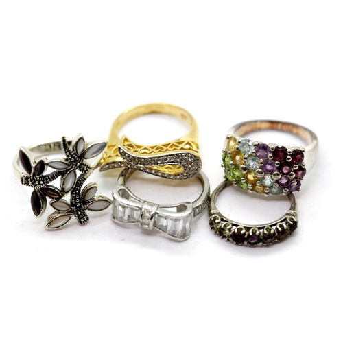 1179 - Five silver rings, mainly stone set, varying sizes. P&P Group 1 (£14+VAT for the first lot and £1+VA... 