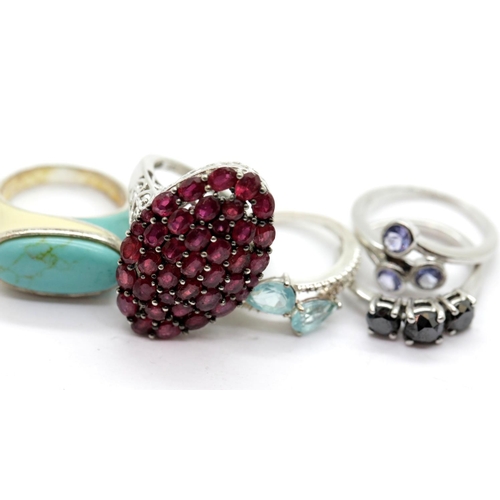 1182 - Five silver rings, mainly stone set, varying sizes. P&P Group 1 (£14+VAT for the first lot and £1+VA... 