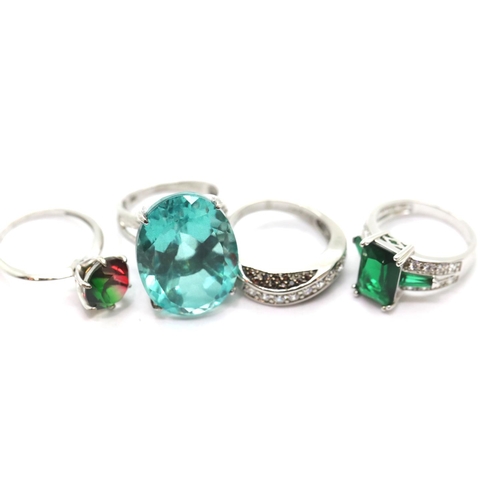 1185 - Four silver stone set rings.  P&P Group 1 (£14+VAT for the first lot and £1+VAT for subsequent lots)