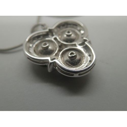 1128 - 18ct white gold diamond and jade set pendant on an 18ct white gold chain, L: 43 cm, 8.3g pendant siz... 