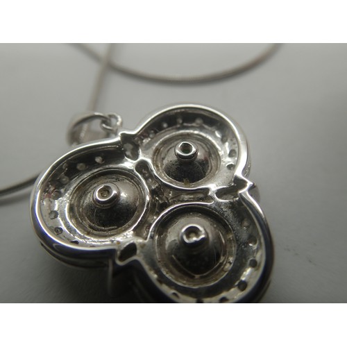 1128 - 18ct white gold diamond and jade set pendant on an 18ct white gold chain, L: 43 cm, 8.3g pendant siz... 