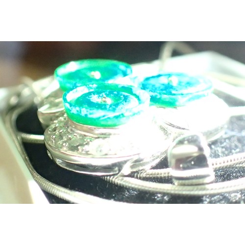 1128 - 18ct white gold diamond and jade set pendant on an 18ct white gold chain, L: 43 cm, 8.3g pendant siz... 
