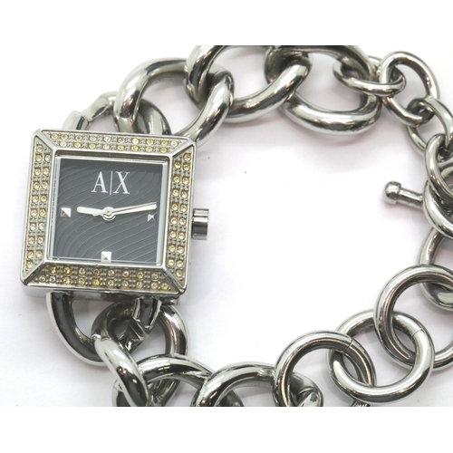 1169 - Armani Exchange ladies chain bracelet fashion wristwatch in original box. P&P Group 1 (£14+VAT for t... 