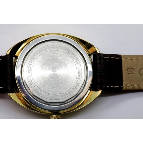 1174 - 1970s vintage Longines Conquest gold plated wristwatch in original box. Unmarked and all original pa... 