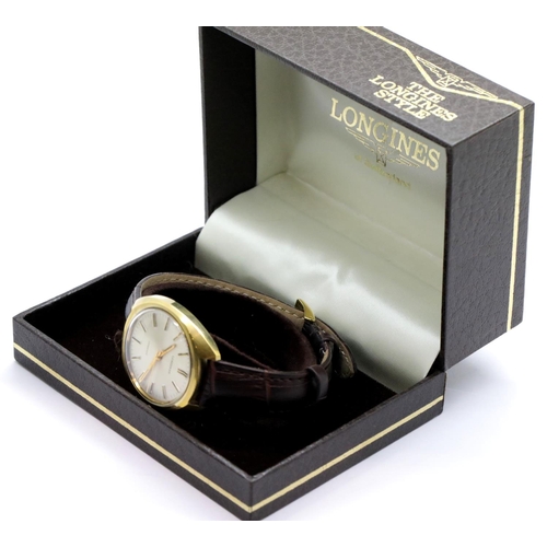 1174 - 1970s vintage Longines Conquest gold plated wristwatch in original box. Unmarked and all original pa... 
