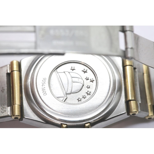 1176 - Ladies stainless steel and 18ct gold Omega Constellation with mother of pearl and diamond dial, stai... 
