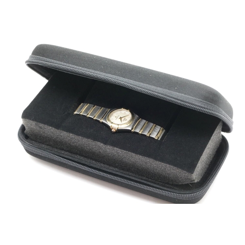 1176 - Ladies stainless steel and 18ct gold Omega Constellation with mother of pearl and diamond dial, stai... 