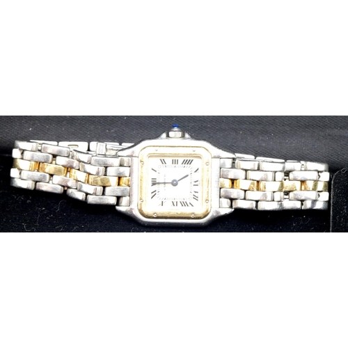 1178 - Cartier Panthere ladies wristwatch on steel and gold strap. P&P Group 1 (£14+VAT for the first lot a... 