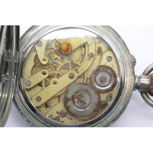 1183 - White metal Goliath pocket watch. P&P Group 1 (£14+VAT for the first lot and £1+VAT for subsequent l... 