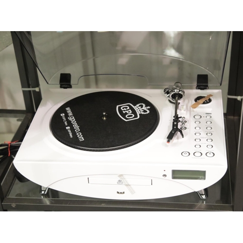 41 - White GPO Jive music centre - 3 speed turntable; CD/MP3/USB player; FM radio and remote control, RRP... 
