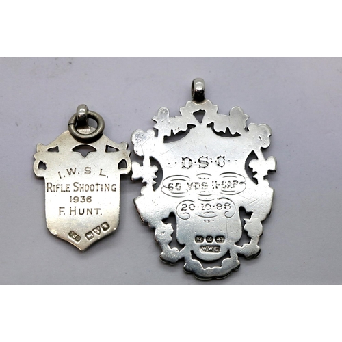 1153 - Two hallmarked silver pocket watch fobs. P&P Group 1 (£14+VAT for the first lot and £1+VAT for subse... 