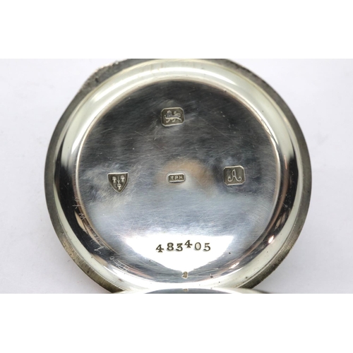 1160I - Hallmarked silver crown wind pocket watch by Charles Usher Leicester, Chester assay. P&P Group 1 (£1... 