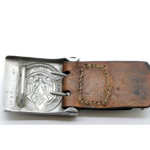 3096 - German WWII type Hitler Youth Buckle with partial leather belt Dated 1937. RZM Marked M/38. P&P Grou... 