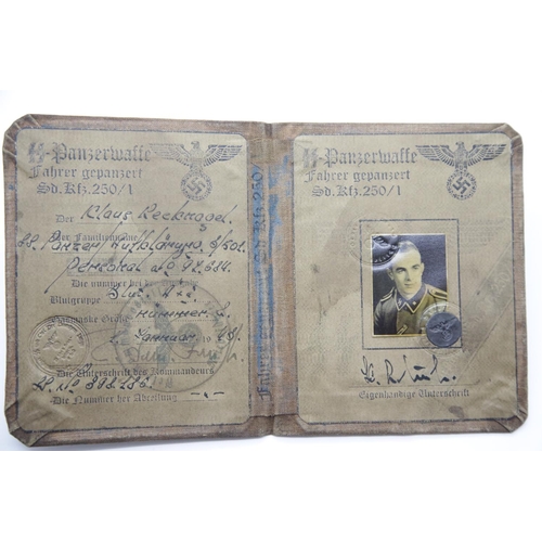 3047 - German SS type canvas covered identity book. P&P Group 1 (£14+VAT for the first lot and £1+VAT for s... 