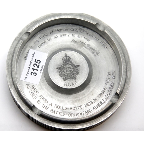 3125 - Battle of Britain Spitfire Merlin engine piston ashtray, dedicated to the Canadian squadrons. P&P Gr... 