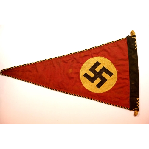 3018 - German WWII type party pennant, L: 32 cm. P&P Group 1 (£14+VAT for the first lot and £1+VAT for subs... 