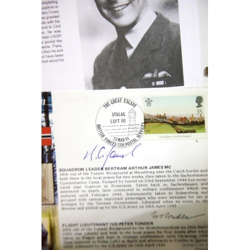 3034 - Stalag Luft III escapees' signatures of Squadron Leader Bertram Arthur James MC and Flight Lieutenan... 