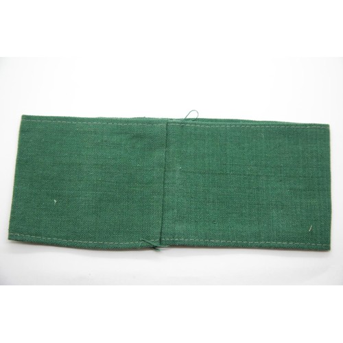 3074 - German WWII type Auxiliary Police green armband. P&P Group 1 (£14+VAT for the first lot and £1+VAT f... 