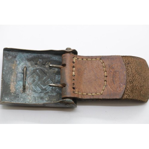 3097 - German WWII type TENO belt buckle with partial leather belt. P&P Group 1 (£14+VAT for the first lot ... 