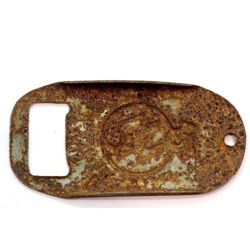 3147 - German WWII type pressed metal bottle opener. P&P Group 1 (£14+VAT for the first lot and £1+VAT for ... 