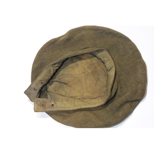 3191 - Scottish WWI type olive green Tam O'Shanter cap. P&P Group 1 (£14+VAT for the first lot and £1+VAT f... 