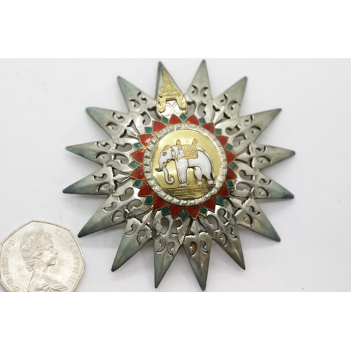 3477 - Thai enamelled silver 1st Class Order of the White Elephant breast badge. P&P Group 1 (£14+VAT for t... 