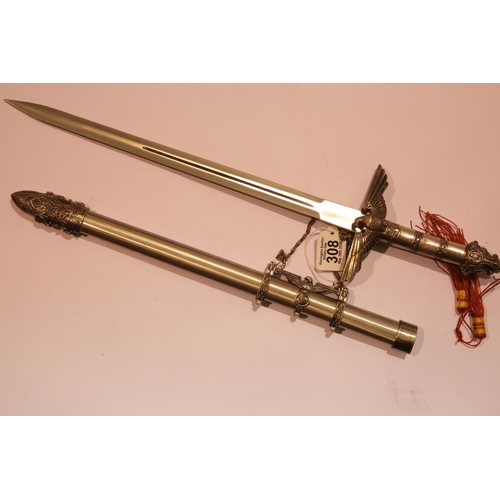 3268 - Fancy dagger with eagle and swastika decoration, blade L: 40 cm. P&P Group 2 (£18+VAT for the first ... 