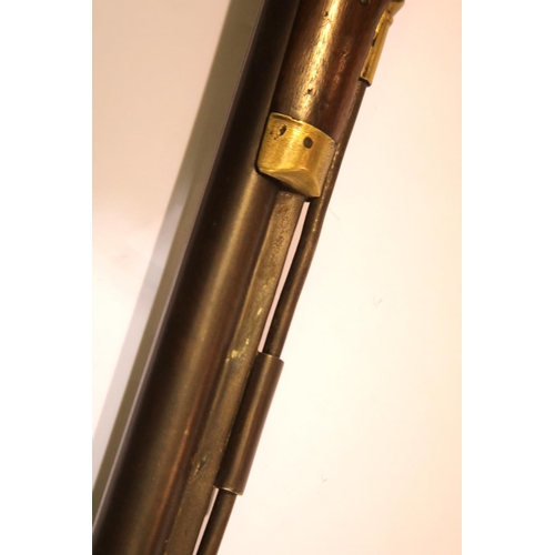 3215 - Late 18th century black powder musket, L: 131 cm, no visible proof marks. Not available for in-house... 